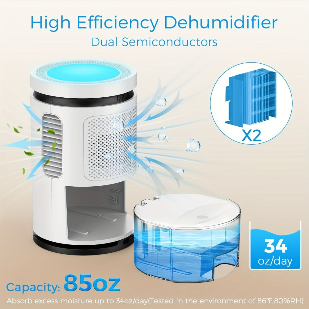 Dehumidifier for Home 215 Sq Ft | Quiet Portable 27oz Peltier Mini Dehumidifier with Auto Shut-Off for Bedroom, Bathroom, Basement, Closet, Kitchen & RV | Keeps Humidity Below 45% | White
