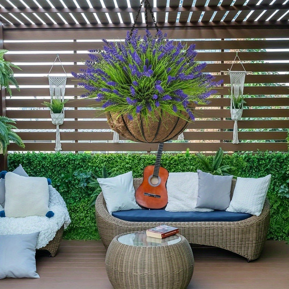 Artificial Lavender Flowers 11pcs UV Resistant Outdoor Indoor Fake Flower Stems, No Fade Realistic Plastic Lavender for Garden Patio Wedding Party Home Decor, Low Maintenance Floral Arrangement