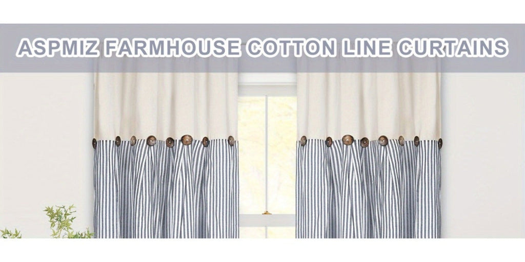 Bohemian Striped Patchwork Curtains, Semi-Sheer Rod Pocket Window Curtains for Bedroom Living Room Kitchen Cafe, Country Cottage Style, 1 or 2 Panels, Multiple Colors & Sizes