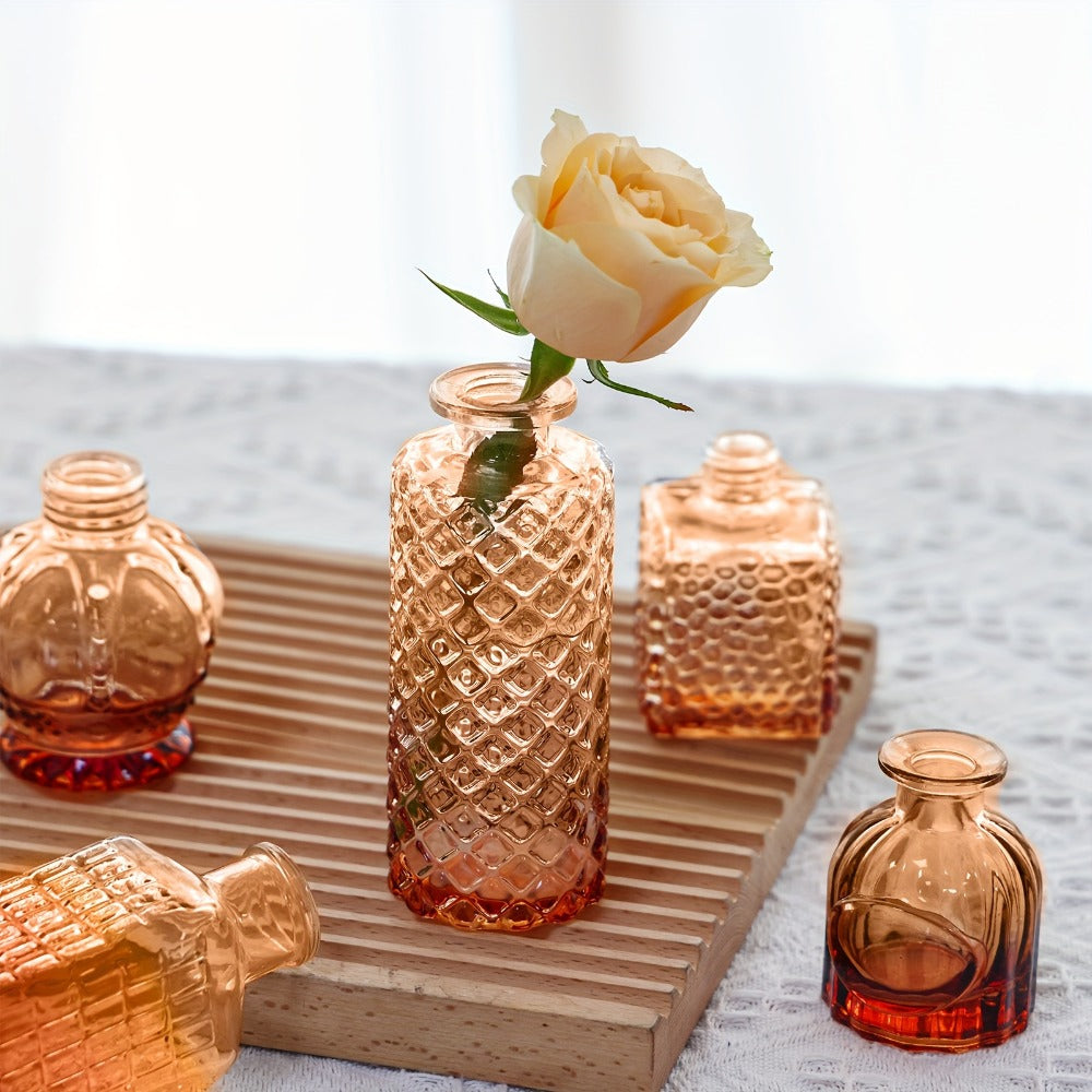Amber Glass Bud Vase Set of 36 Small Vases for Flowers Mini Flower Vases in Bulk for Rustic Wedding Centerpieces Vintage Home Table Decor Halloween Christmas Multiple Sizes