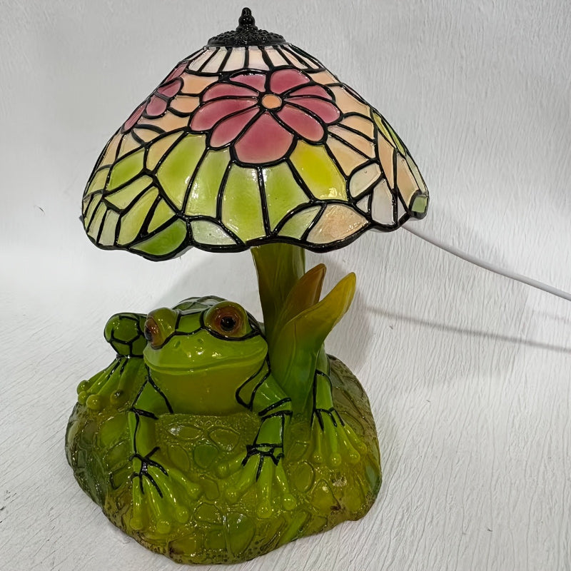 3D Frog Table Lamp Floral Painted Flower Night Light Warm Ambiance Home Decor Bedside Office Desk Study Decor Wedding Birthday Holiday Gift Cute Room Decor