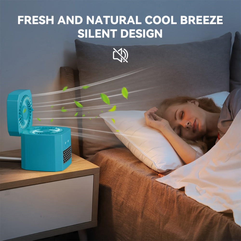 Space Heater Fan 2-in-1 Combo, 400W Portable Desktop Heater with 3-Speed Adjustable Temperature, Dual-Purpose Heating and Cooling Electric Heater, Silent Mini Space Heater for Home and Office