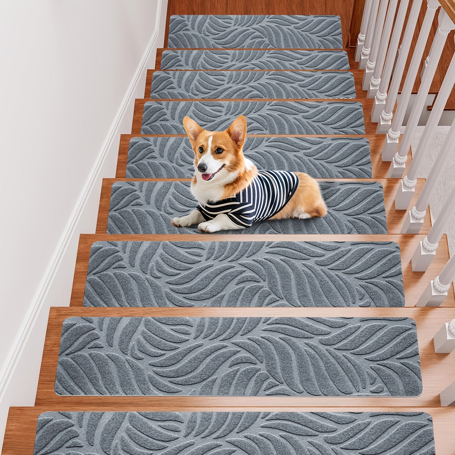 Non-Slip Stair Treads 15pcs 8¡±x30¡± Self-Adhesive Carpet Pads for Wooden Steps ¨C Washable Polyester Indoor Stair Mats for Safety, Anti-Slip Step Covers in Multiple Colors