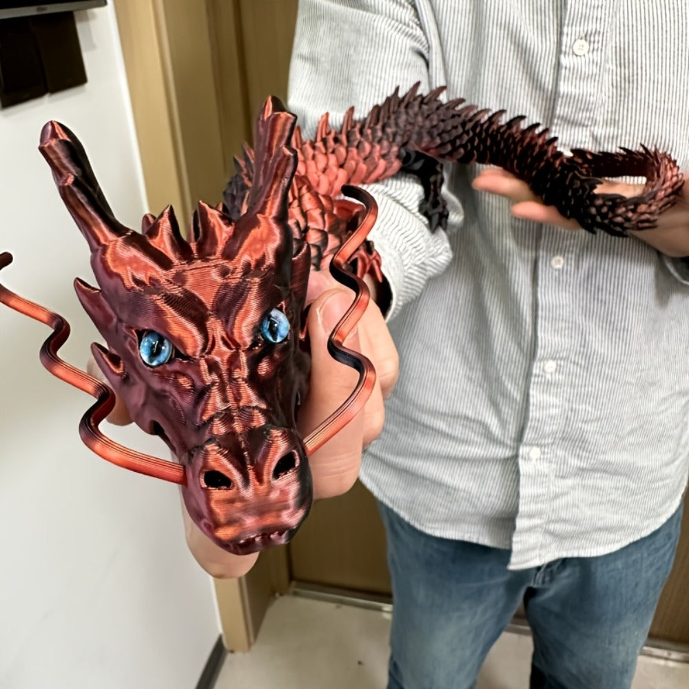 3D Printed Articulated Dragon Figurine 35.4¡± Giant Poseable Chinese Dragon Collectible Sculpture | Flexible Joints Fantasy Desk Decor for Home Office Car | Unique Gift for Dragon Collectors Mom Dad