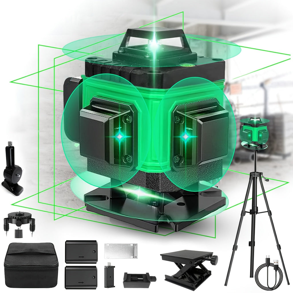 16-Line 4D Laser Level 360¡ã Self-Leveling Cross Line Laser with Rechargeable Battery ¨C Professional Rotary Laser for Construction, Tiling, Framing & Interior Alignment