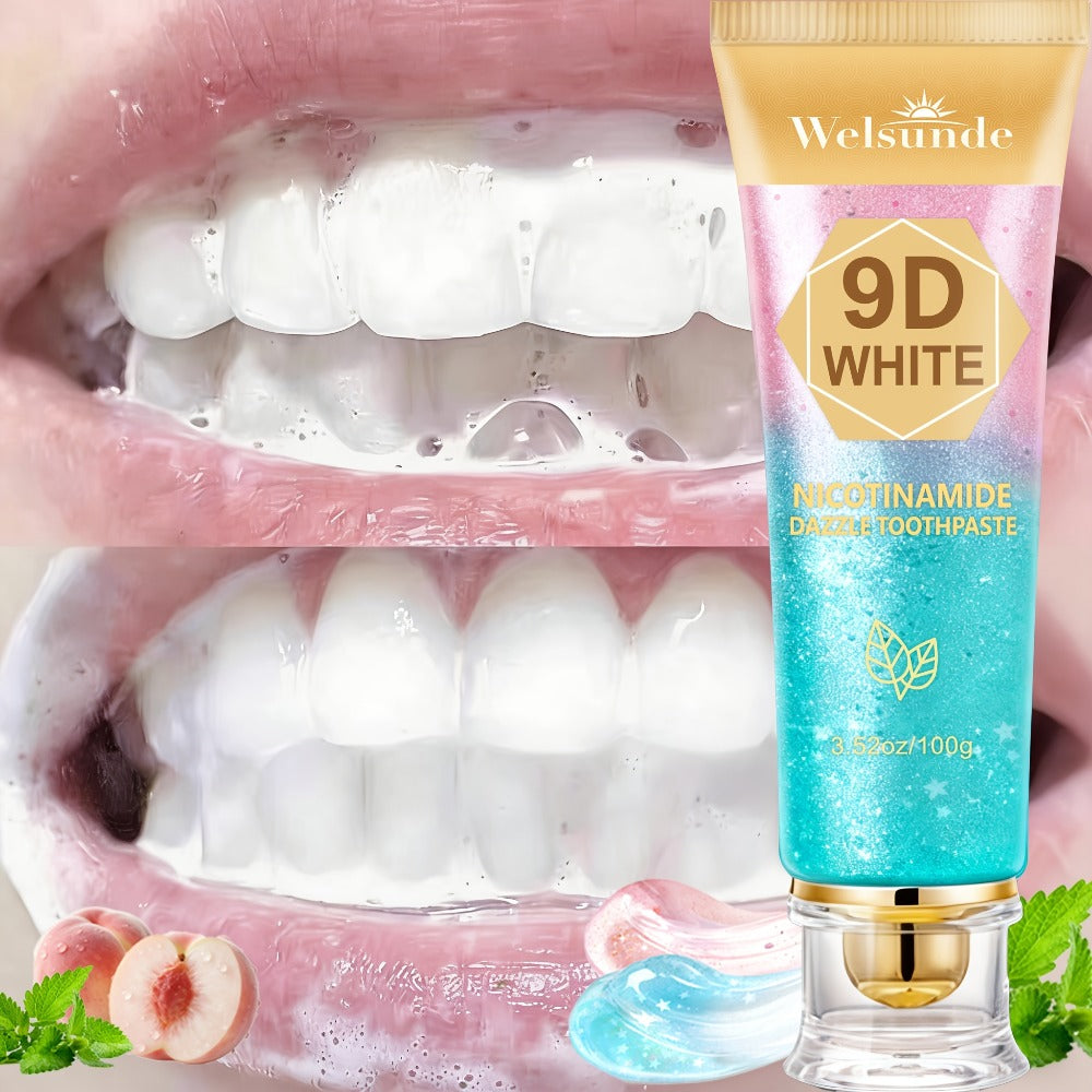 Niacinamide Toothpaste 9D Whitening Toothpaste for Stain Removal Fresh Breath Deep Cleansing Enamel Protection Minty Flavor Gentle on Gums Travel Size Oral Care for Women Men Daily Use