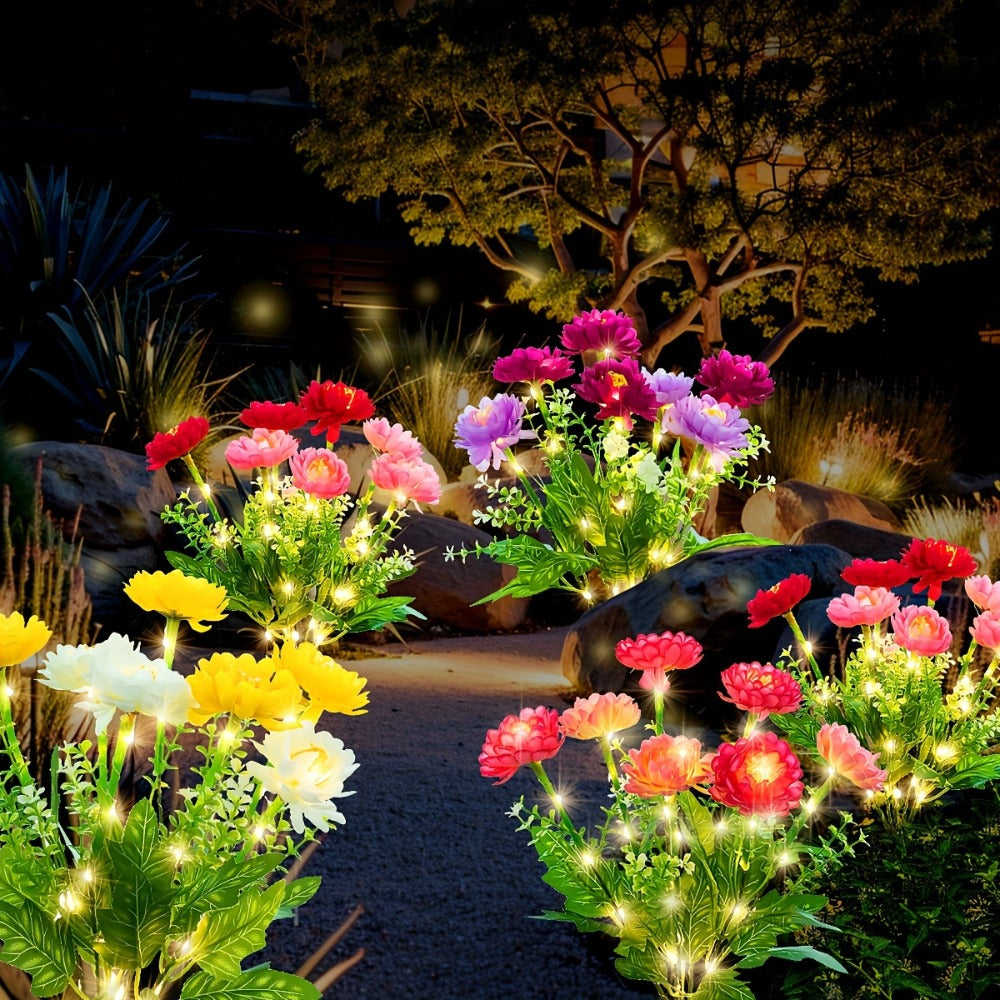 Solar Garden Lights Outdoor Waterproof ¨C 5pcs Simulated Snow Lotus Flower LED Stake Lights for Lawn, Garden, Pathway, Courtyard, Patio Decor, Warm White Glow, Holiday Gift