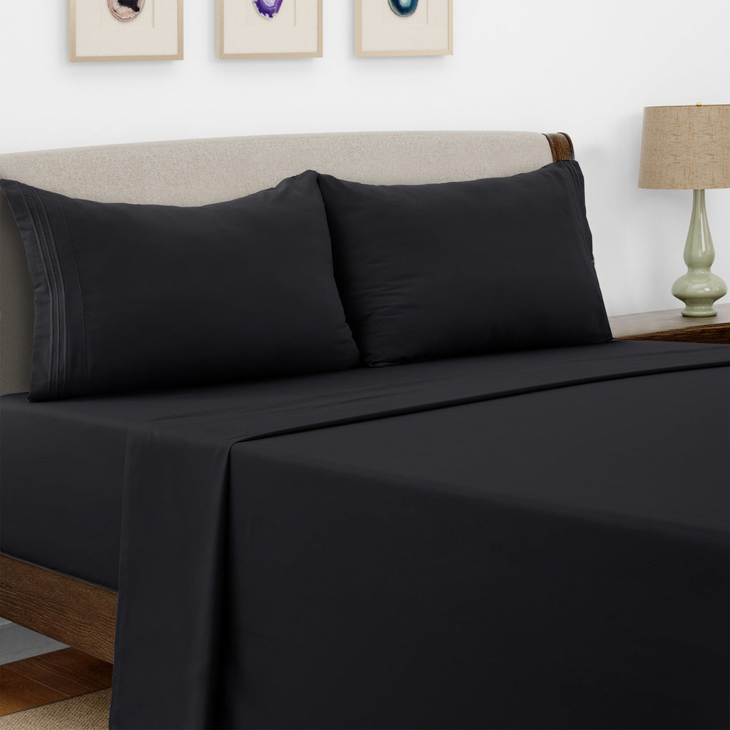 Microfiber Bed Sheet Set 4 Piece - Soft Breathable Deep Pocket 16 inch Fitted Sheet, Flat Sheet & Pillowcases, Wrinkle Fade Resistant Bedding for All Seasons Twin Twin XL Full Queen King Cal King, 24 Colors