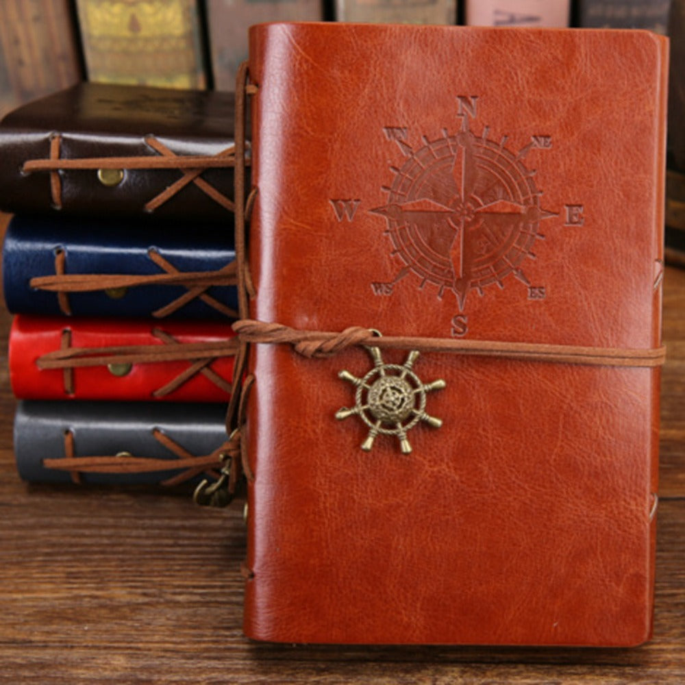 Retro Spiral Notebook 2 Pack - Vintage Pirate Anchor Design Diary Journal | Traveler Notepad Gift for Christmas, Birthday, Graduation