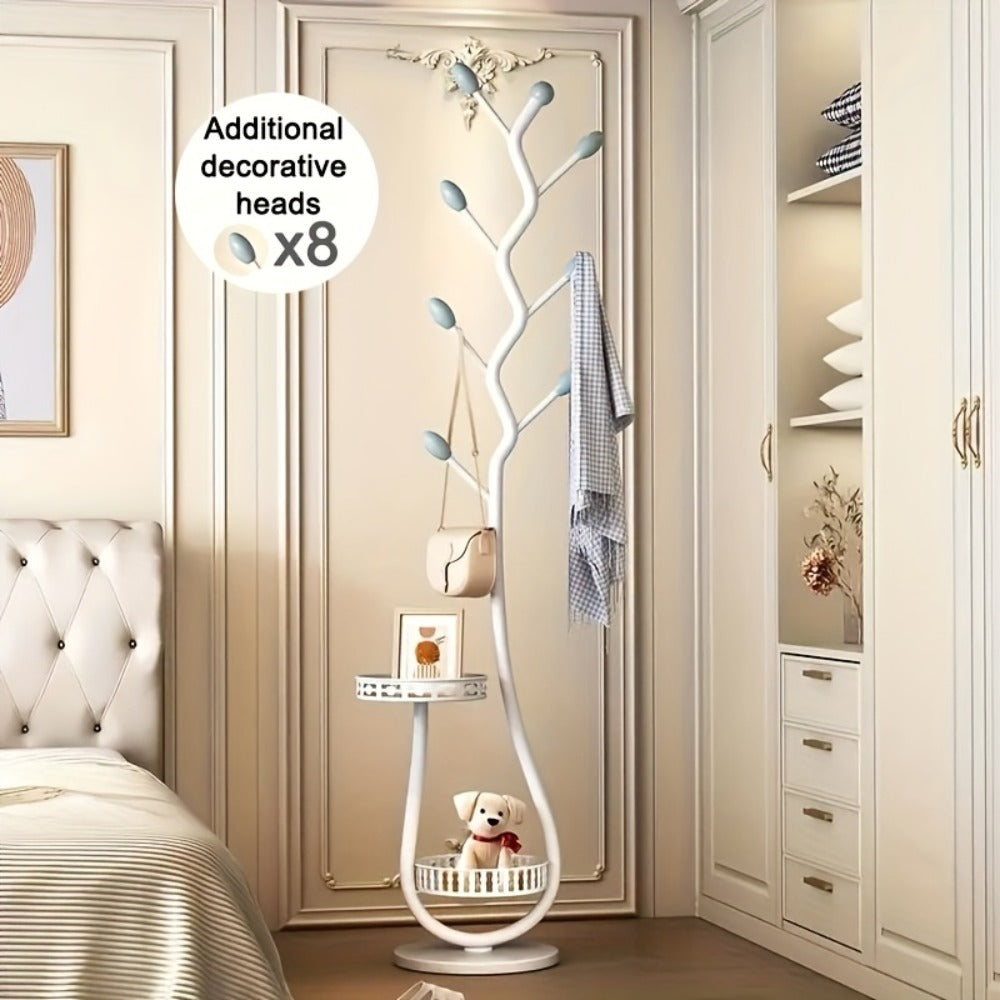 Clothes Rack Freestanding Metal with Shelf - Heavy Duty Garment Rack for Bedroom, Entryway & Closet, Vertical Coat Stand with Bottom Shelf for Coats, Hats, Scarves, Bags | White, Black, Gold