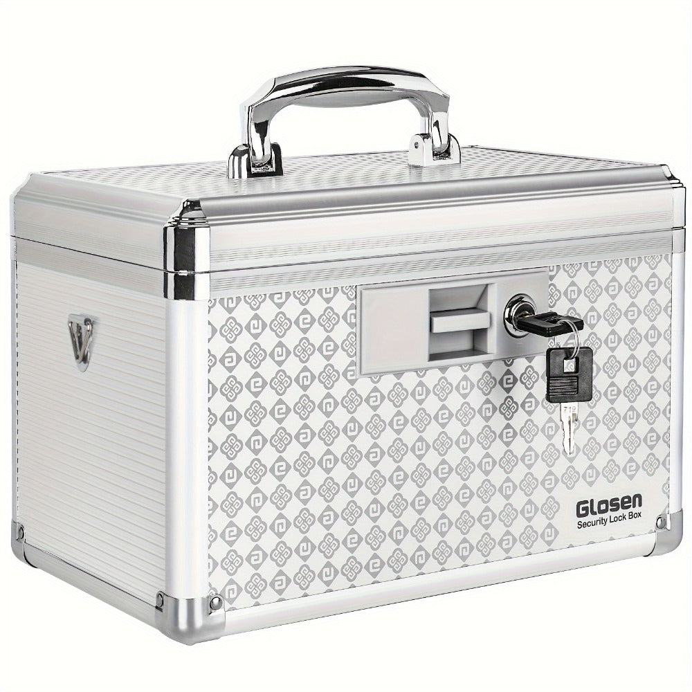 Locking Medicine Storage Box Aluminum Alloy with Key Lock & Handle ¨C High-Capacity Family Medicine Organizer, First Aid Lockbox for Home, Travel & Office, Small & Medium