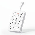 Extension Cord Power Strip with USB Ports 11 AC Outlets 4 USB-A 2 USB-C Surge Protector Overload Protection Short Cord 5FT 10FT for Home Office Study School Desk Charging Station White Black