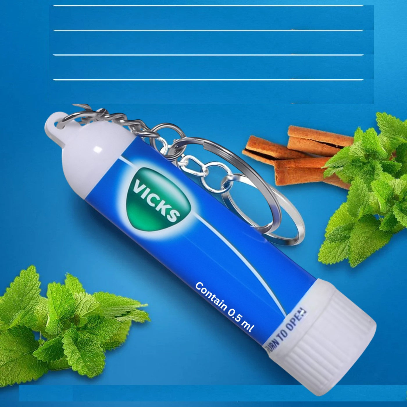 Nasal Inhaler Aromatherapy Stick with Keychain ¨C 0.5ml Portable Mint Scent Aromatic Inhaler for Travel, Office & Everyday Carry ¨C Refreshing Personal Care Stick, 4-Count or 24-Count Pack