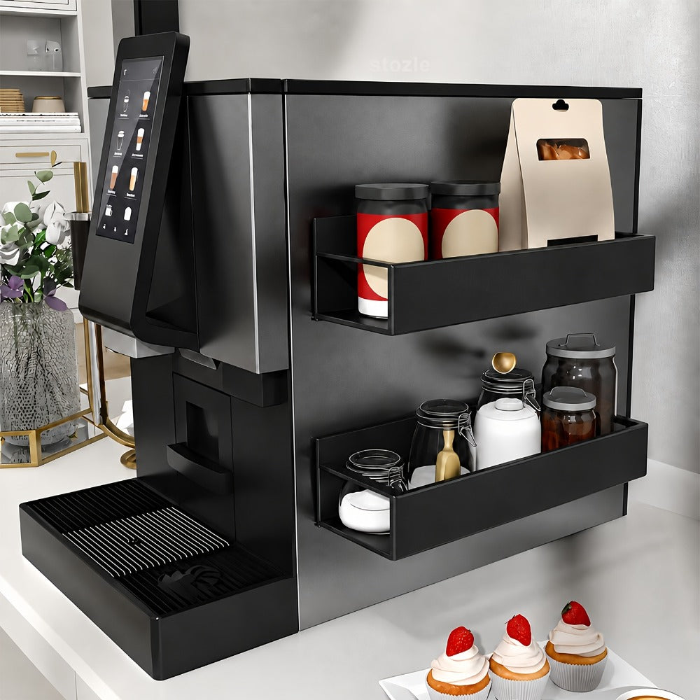 Magnetic Storage Box Organizer for Refrigerator, Washing Machine & Coffee Machine ¨C Strong Magnetic Adsorption No-Drill Spice Rack & Kitchen Organizer, Stylish Household Storage (Black/White, 2/4pcs)