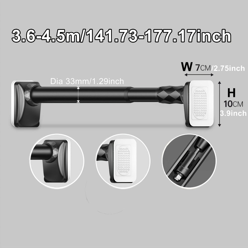 Telescopic Curtain Rod No Drill 15.75¡±-196.85¡± Adjustable Shower Curtain Rod 33mm for Large Windows