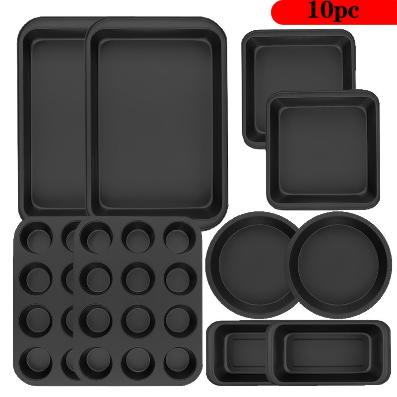 Nonstick Bakeware Set 5 6 or 10pcs with Cooling Rack Round Cake Pan Square Cake Pan Bread Pan Muffin Pan Roasting Pan Dishwasher Safe Oven Safe Easy to Clean
