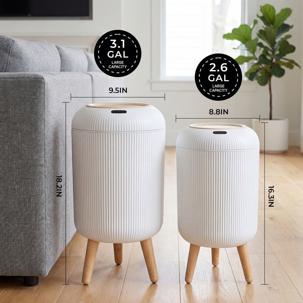 Automatic Trash Can Touchless Motion Sensor Garbage Can with Lid 2-Pack 2.64 Gal & 3.17 Gal Smart Sensor Waste Bin for Bathroom Kitchen Bedroom Living Room