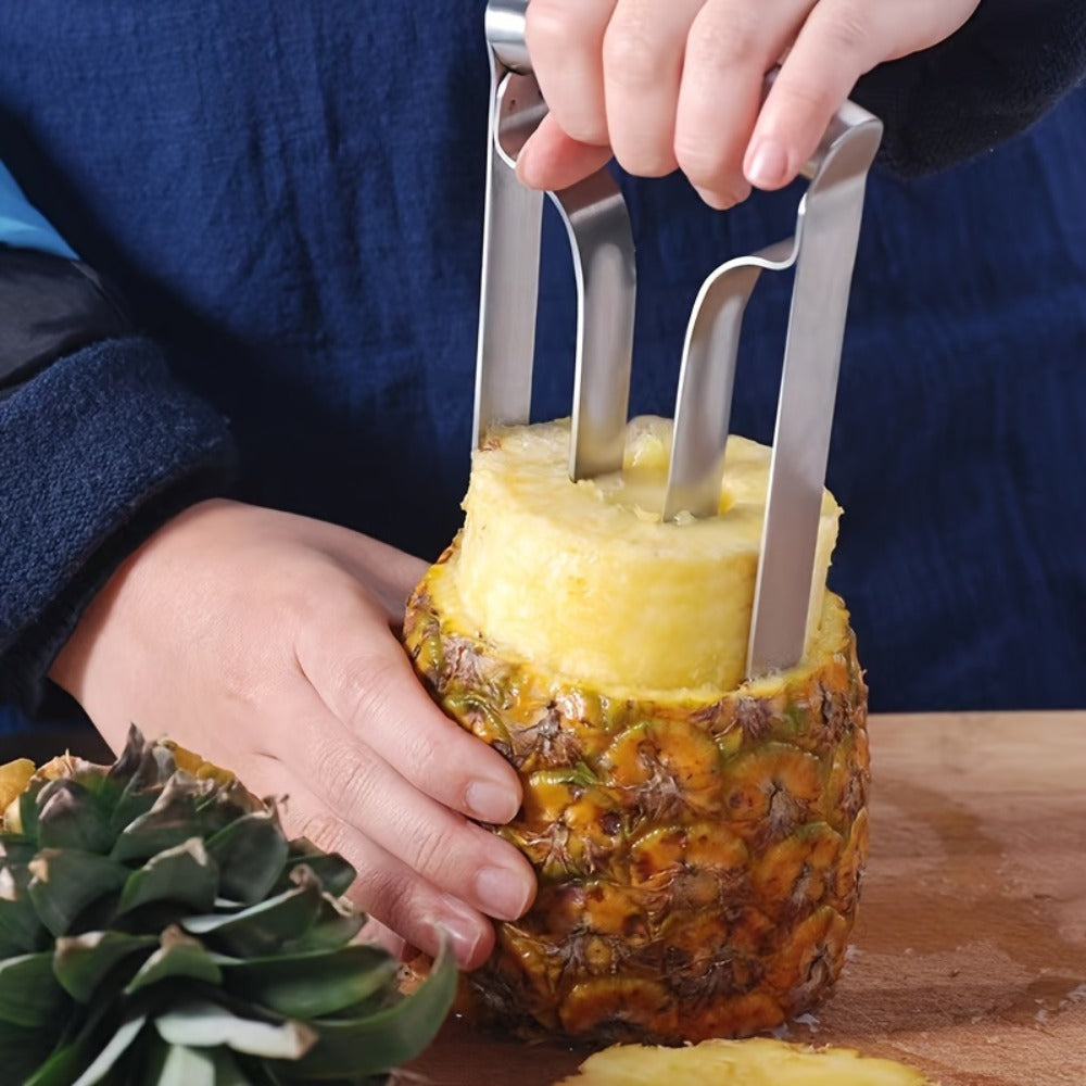 Pineapple Corer Slicer Stainless Steel ¨C Easy One-Step Pineapple Cutter with Comfortable Grip for Home Kitchen Restaurant Use, Removes Core & Slices into Rings (1pc / 2pcs)