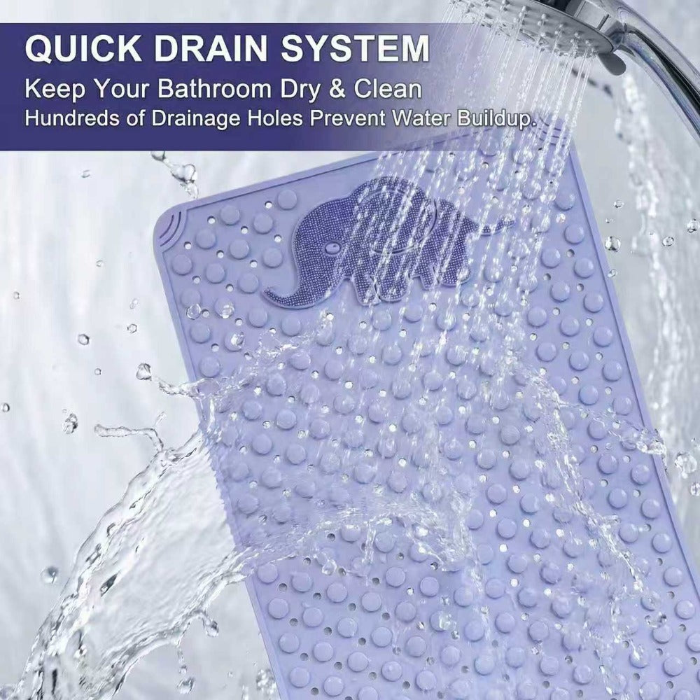 Non-Slip Bath Mat for Bathtub Shower with Suction Cups Extra Soft TPE Bathtub Mat Machine Washable Fast Draining Large 30x17 Inch Bathroom Mat for Tub