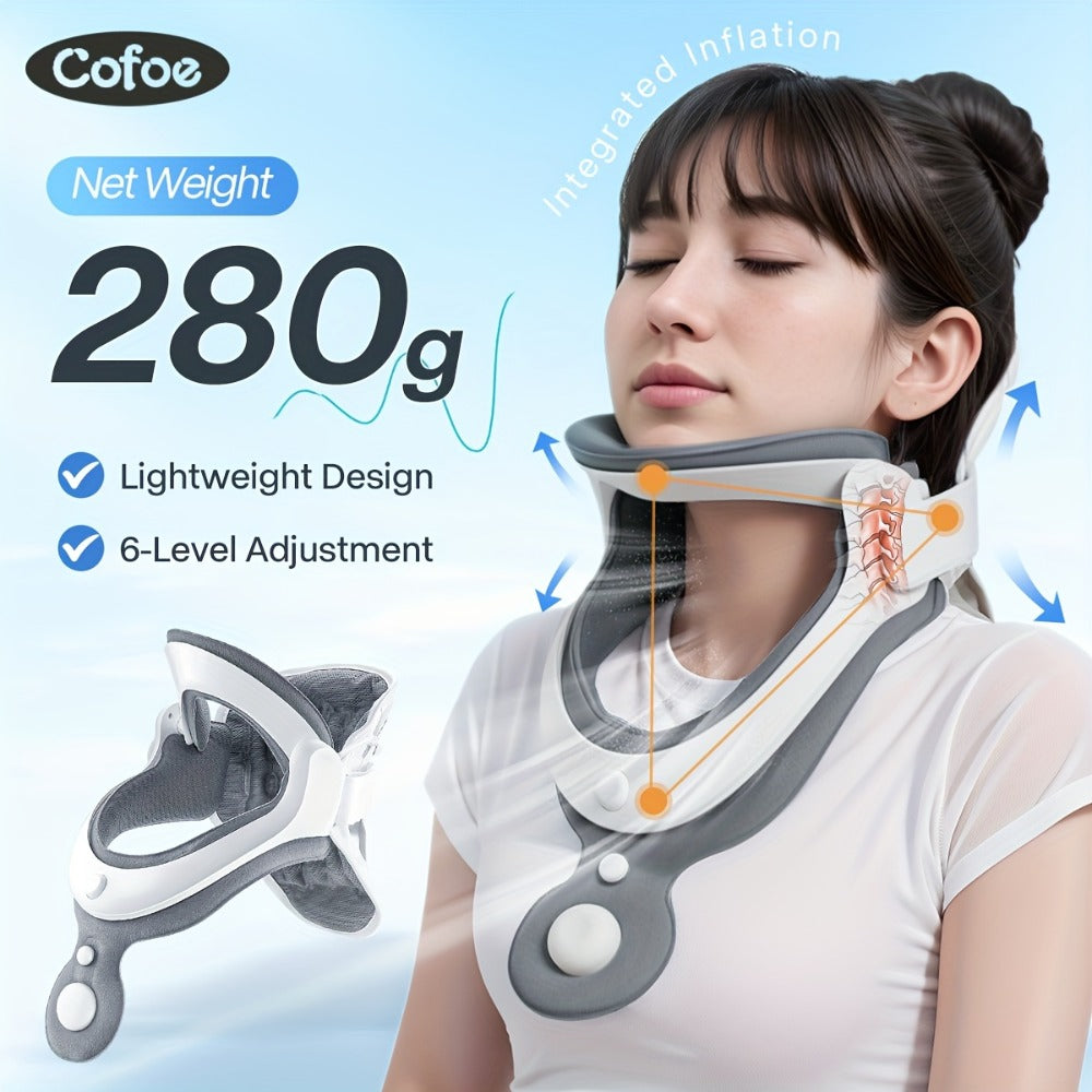 Cervical Neck Traction Device Inflatable Neck Brace with Airbag Support Ergonomic Spine Alignment Stretcher Collar Brace for Office Workers Adults KF-JB05