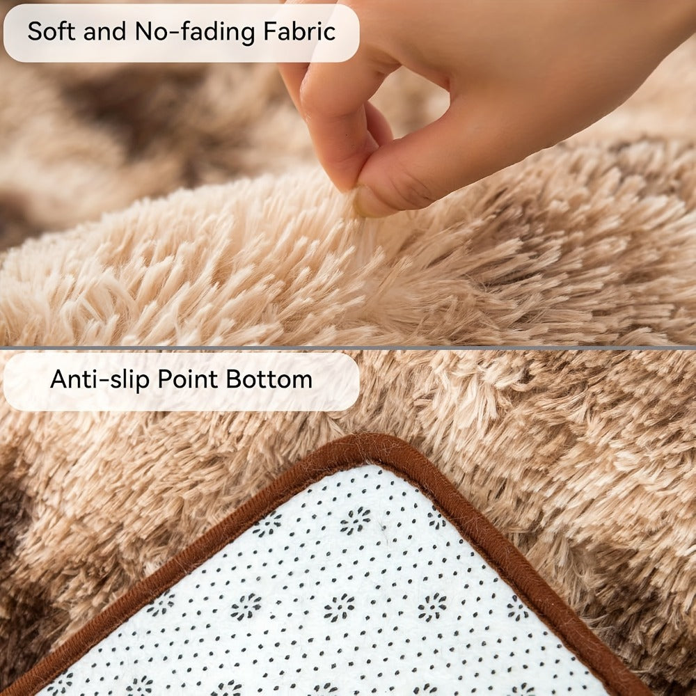 Shaggy Plush Area Rug - Soft Fluffy Carpet for Living Room, Bedroom & Sofa | Non-Slip Machine Washable Tie-Dye & Solid Color Long Pile Rug | Luxury Home Decor Floor Mat in Multiple Sizes & Colors
