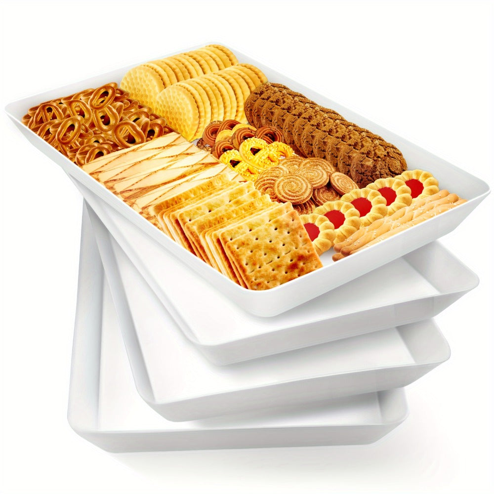Serving Tray Set of 4 ¨C Reusable Plastic Platters for Fruit, Cookies, Dessert & Snacks | Kitchen Party Organizer