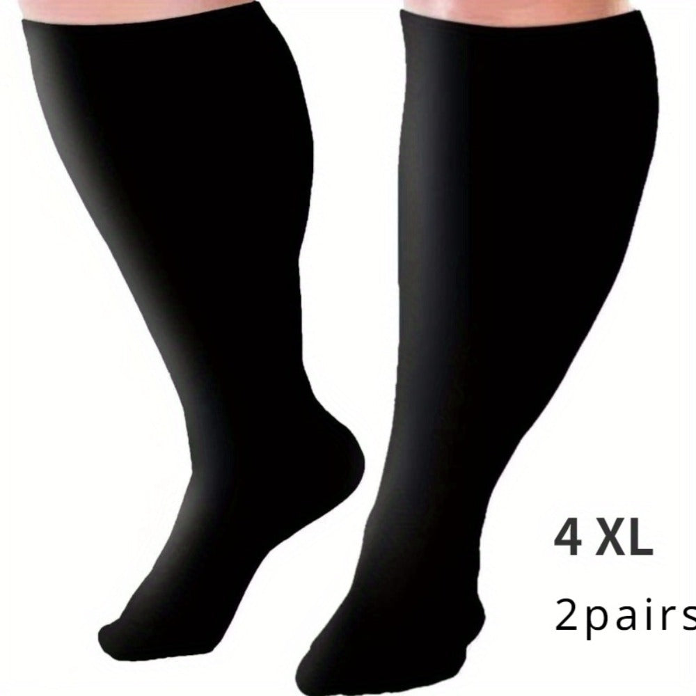 Plus Size Compression Socks 2 Pairs High Elasticity Sports Fitness Oversized Socks for Men Women 2XL 3XL 4XL 5XL 6XL 7XL Running Athletic Support