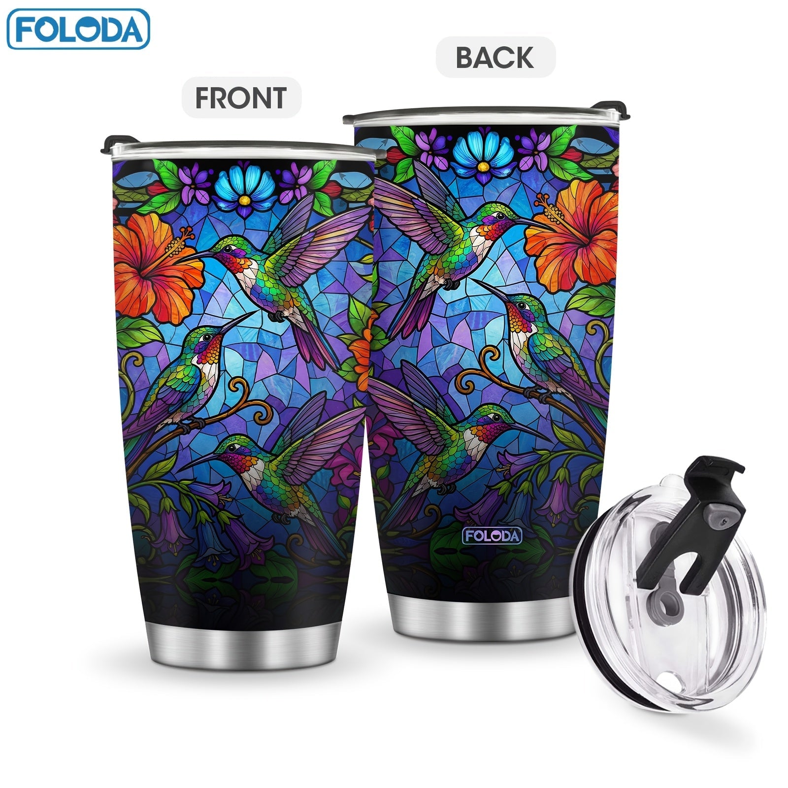 Hummingbird Flower Vacuum Insulated Travel Tumbler 20oz ¨C Gift for Mom Grandma Sister Daughter Birthday Valentine's Day