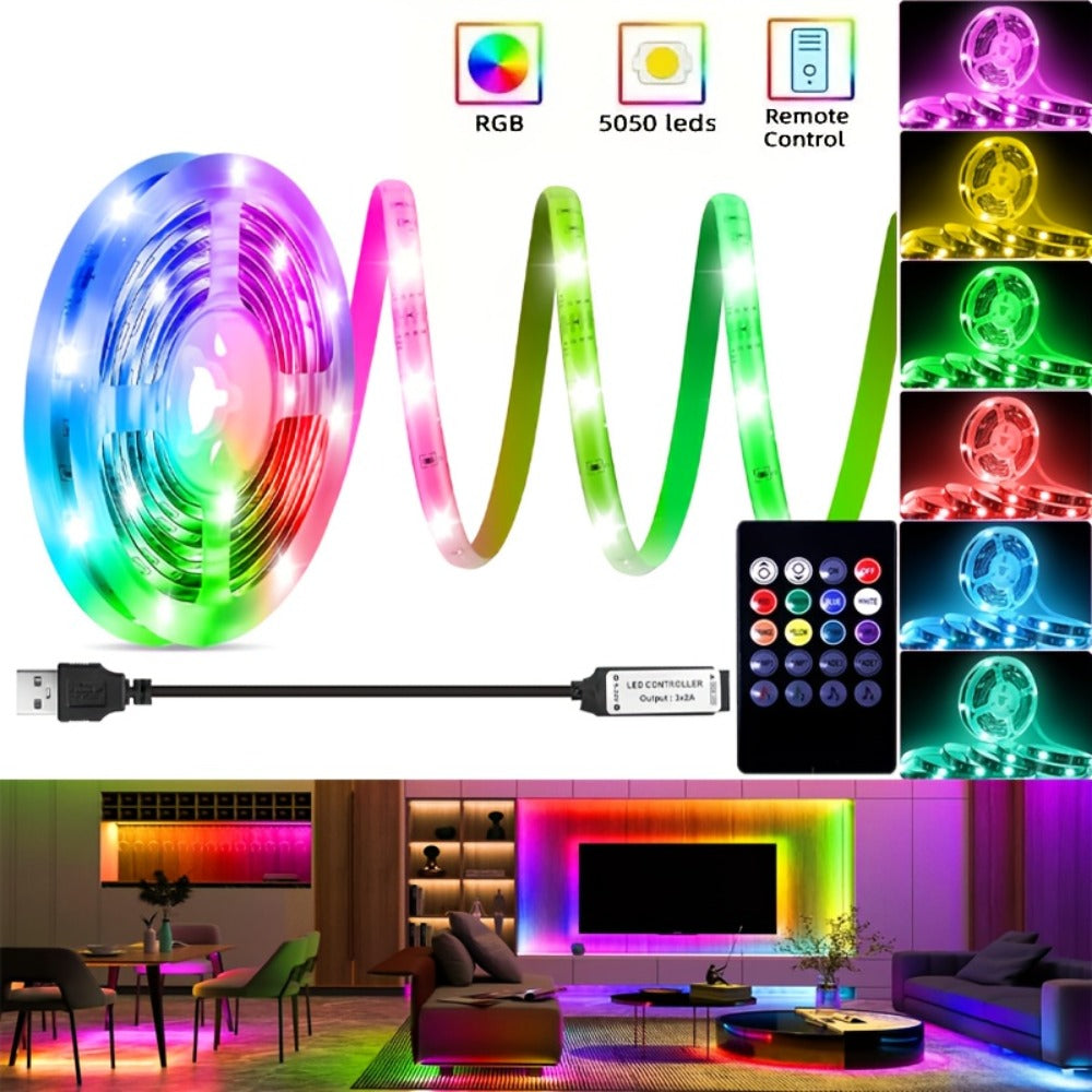 LED Strip Lights Music Sync, RGB Color Changing LED Lights for Bedroom with Remote Control, USB Powered TV Backlight, DIY Smart Ambient Lighting for Room, Home, Party, Holiday Decor