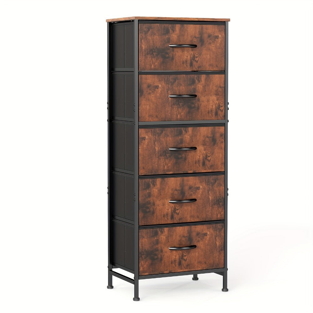 6 Drawer Fabric Dresser with Steel Frame Wooden Top - Storage Chest Organizer for Bedroom Closet Hallway Living Room