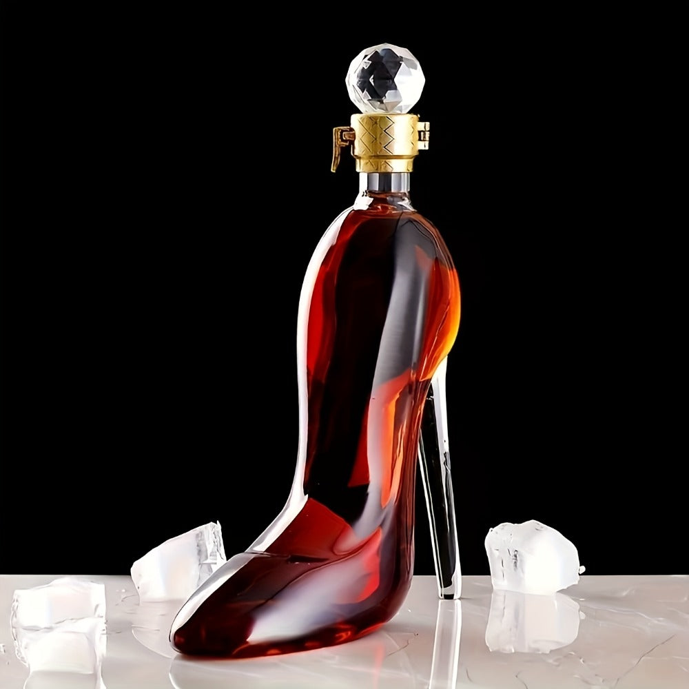High Heel Shoe Decanter Crystal Glass with Stopper 26oz ¨C Handmade Lead-Free Transparent Wine Decanter for Kitchen Dining Decor, Valentine's Day & Holiday Gift