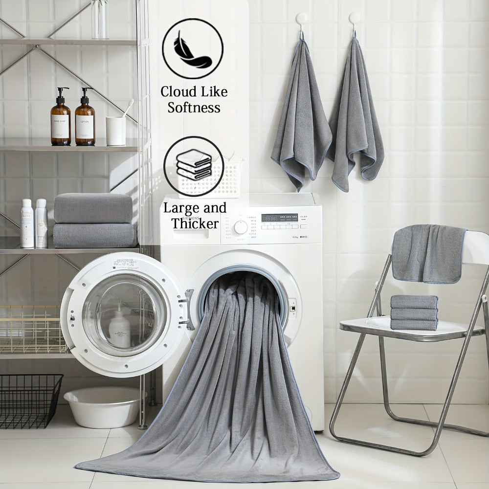 Bath Towel Set 20 Piece 100% Microfiber Absorbent Quick Dry Soft Extra Large Bath Sheets 8 Bath Towels 12 Washcloths Home Bathroom Spa Gift White Beige Gray Blue Green Purple