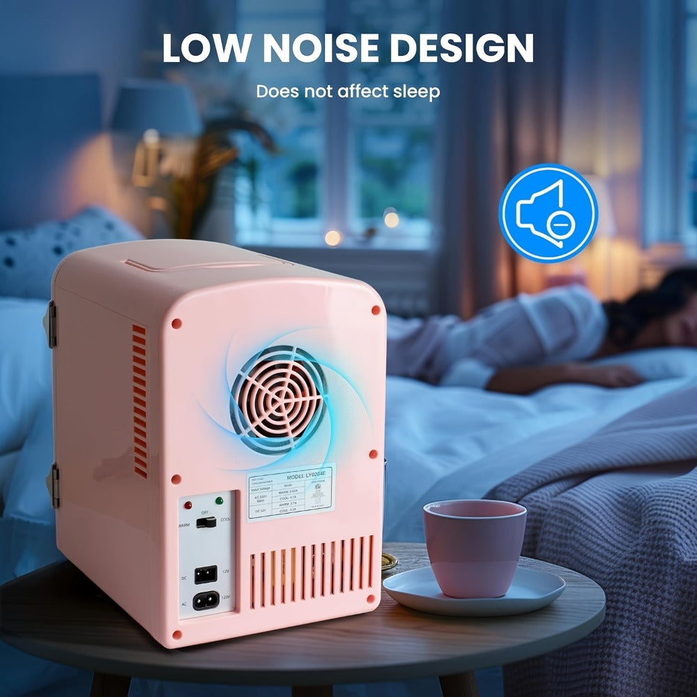 Mini Fridge Portable Cooler & Warmer 9-Can 1.59 Gal with Window ¨C Compact Skincare Refrigerator & Beverage Cooler with Cooling and Heating Function for Bedroom Office Car Travel Dorm Room