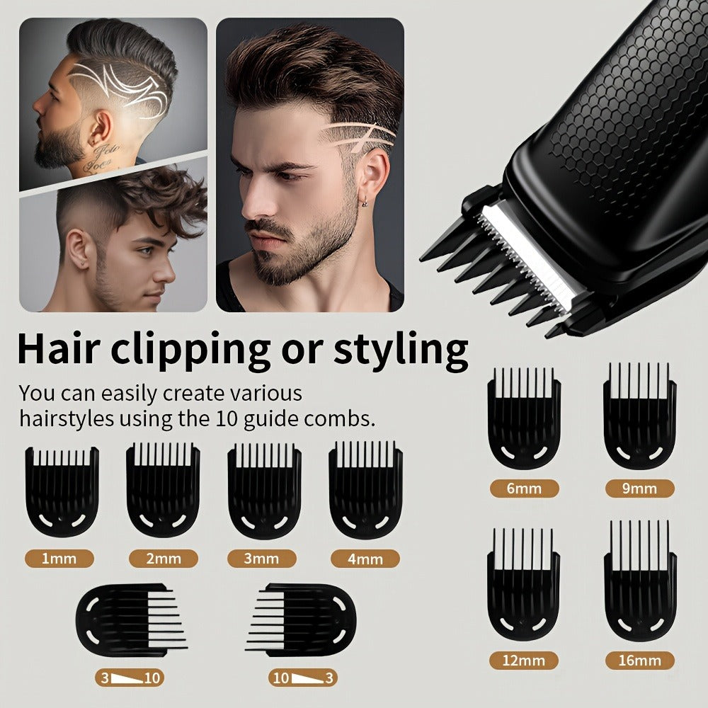 Beard Trimmer for Men Cordless Hair Clipper Electric Shaver Facial Mustache Body Hair Grooming Kit USB Rechargeable All-in-One Grooming Tool Gift for Men Black