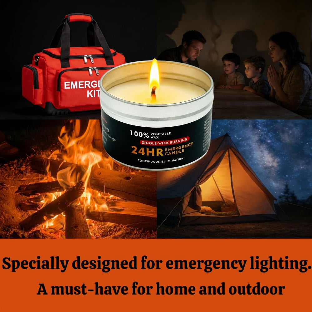 Long Burning Candles 4 Pack 96 Hour Burn Time Unscented Soy Palm Wax Candles in Metal Tins 80g Each Emergency Candles for Power Outage Camping Hiking Indoor Outdoor Holiday Decor Halloween Christmas
