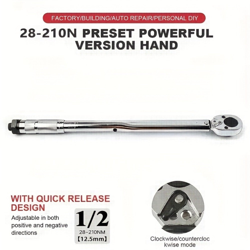 Torque Wrench Adjustable Drive 3/8¡± & 1/2¡± - Preset Click Torque Wrench for Automotive, Bike & Bicycle Maintenance, Ratchet Wrench with Dual Scale, Accurate & Durable, Gift for Husband & Car Enthusiasts