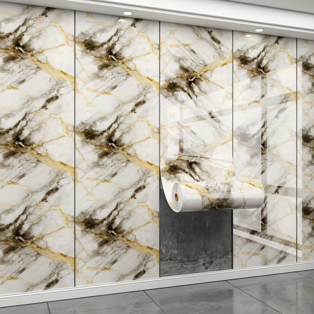 3D Marble Peel and Stick Wall Tile Stickers Self Adhesive Removable Wallpaper Roll for Kitchen Backsplash Bathroom Living Room Bedroom Wall Decor Glitter Glam Glossy Finish