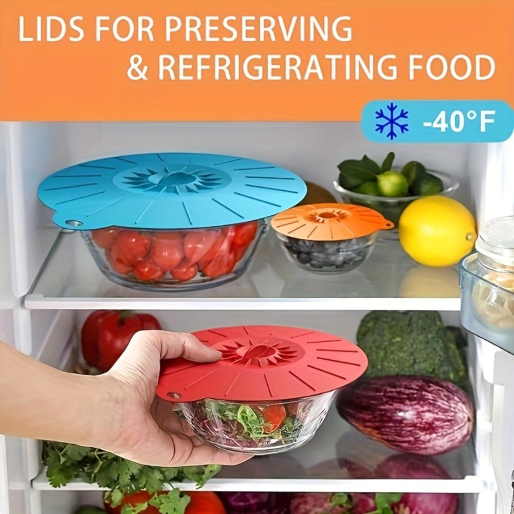 Silicone Food Lids 7 Pack 5 Sizes Reusable Stretch Lids for Bowls Cups Pots Pans ¨C BPA Free Microwave Splatter Cover Airtight Leakproof Food Storage Lids Dishwasher Freezer Safe