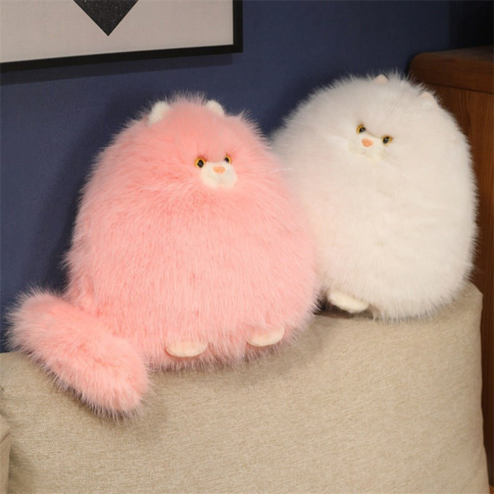 Silly Cat Plush Pillow Long Hair Stuffed Cat Hug Pillow for Sleep Comforting Soft Plush Cat Throw Pillow Cute Cat Gift for Cat Lovers Women Girls