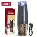 Electric Salt and Pepper Grinder Gravity Sensing USB Rechargeable with LED Light, One-Hand Operation Automatic Pepper Mill Adjustable Coarseness, Battery or Type-C Powered Kitchen Spice Grinder Set 1-2pcs