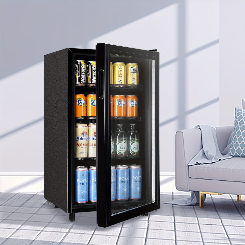Beverage Refrigerator with Glass Door ¨C Mini Fridge 2.0/3.5/4.0 Cu Ft, LED Lights, Adjustable Shelves, R600a Cooling for Beer, Wine & Drinks, Home, Office & Bar