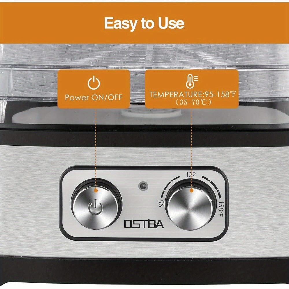 Food Dehydrator 240W with Temperature Control | BPA-Free Dishwasher-Safe Trays, Electric Food Dryer for Jerky, Fruits, Herbs & Vegetables, Recipe Book Included ¨C 5-Tray & 8-Tray Options