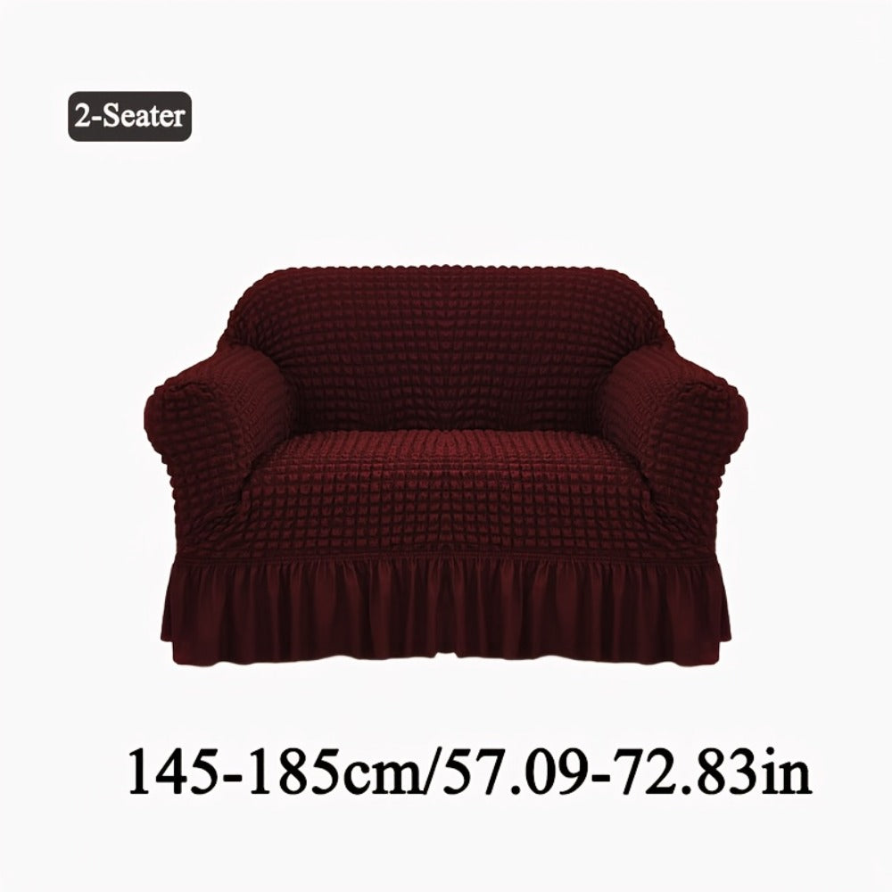 Seersucker Sofa Slipcover Elastic Band Closure Pet-Friendly All-Purpose Sofa Cover for Living Room Home Decor Protection ¡ª Single 2 4 Seater Multiple Colors