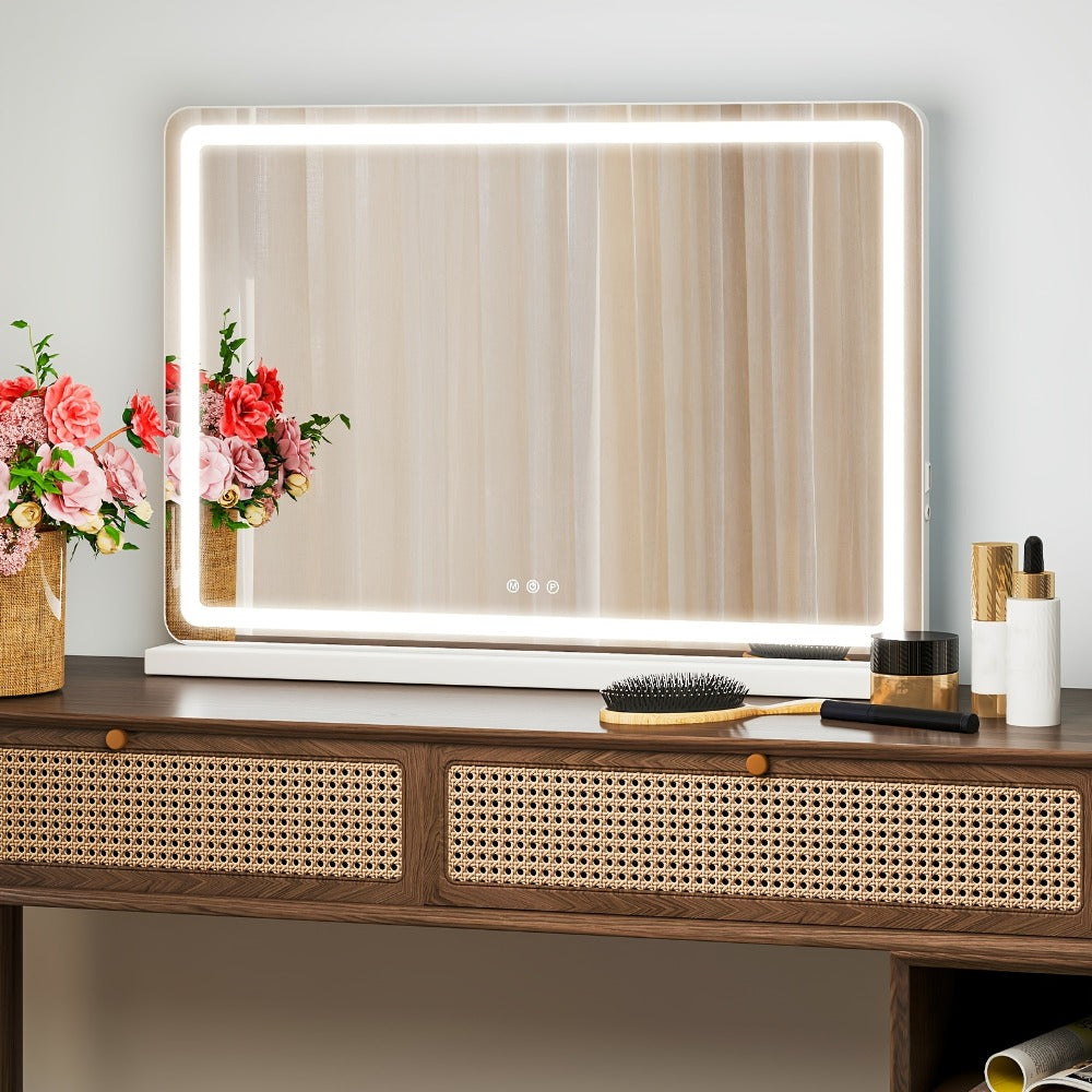 LED Vanity Mirror with Lights ¨C Dimmable 3 Color Modes, Memory Function, USB Port & Aluminum Frame for Bathroom, Bedroom & Desk Makeup Mirror, 13x17 / 22x19 / 32x22 in