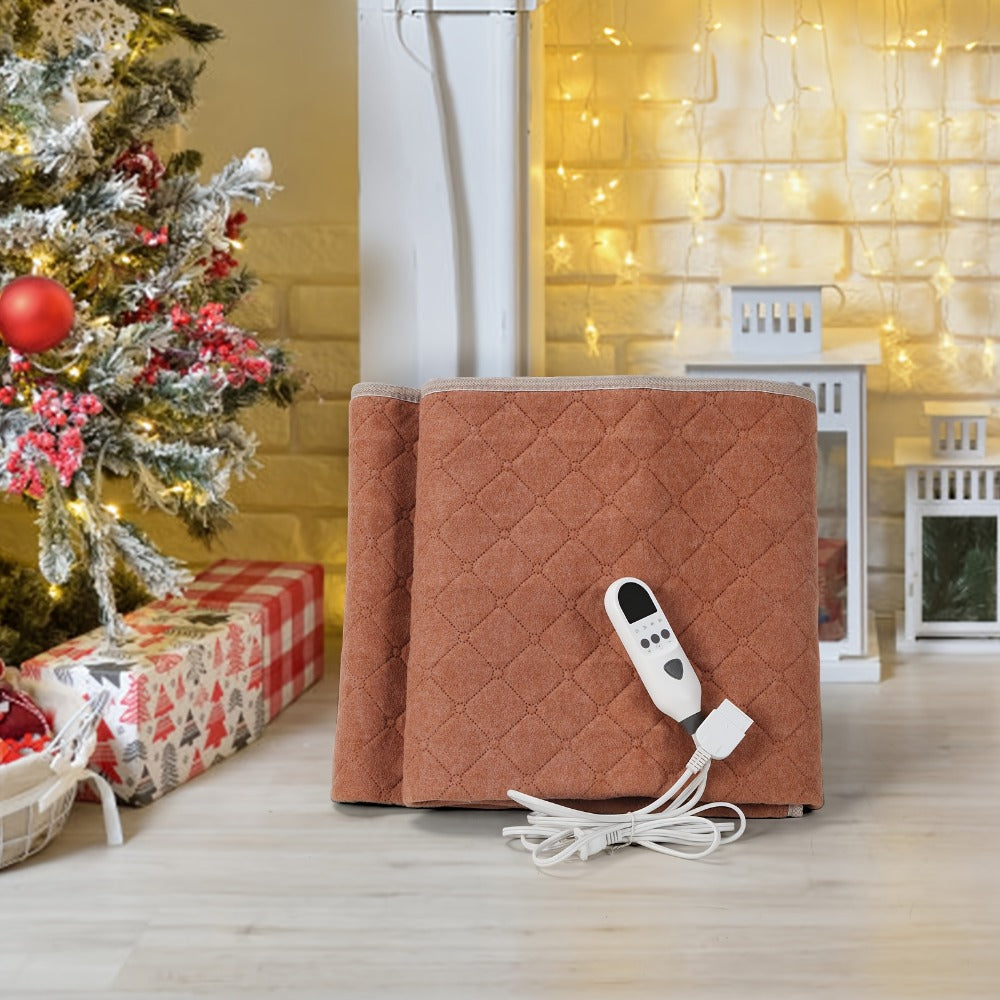Extra Large Electric Heating Pad 63¡±x31.5¡± with Remote Control - 9 Adjustable Heat Levels, 4 Timer Settings, Quick Heating, Machine Washable, for Bed Massage Table Camping Sleeping Bag, Gray & Brown