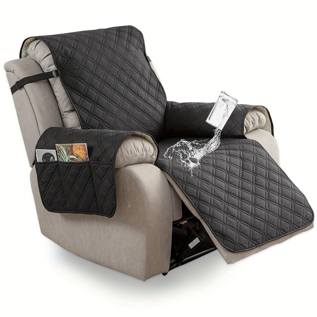 Recliner Chair Cover Waterproof Dual-Layer with Side Pockets Non-Slip Scratch Resistant Machine Washable Pet Protection 11 Colors