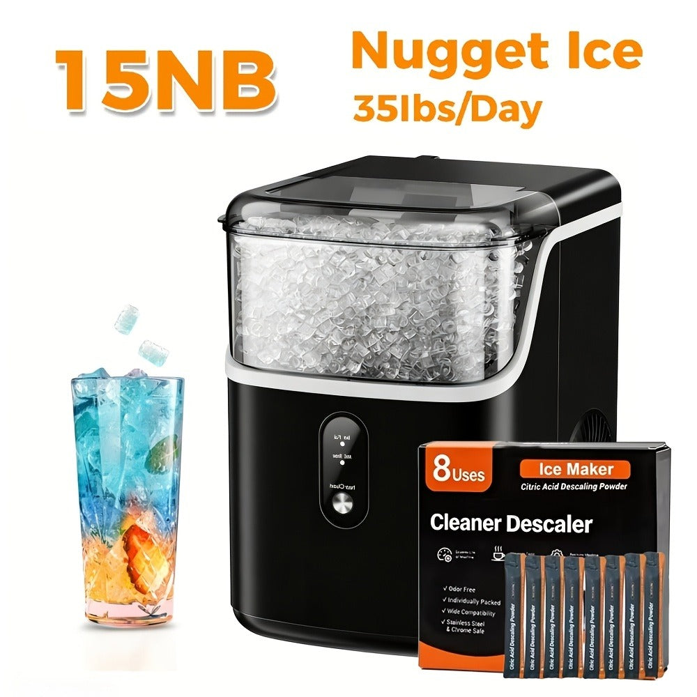 Stainless Steel Ice Maker Countertop ¨C 35 Lbs Soft Chewable Nugget Ice or 26 Lbs Bullet Ice, Pebble Portable Ice Machine for Home, Kitchen, Office, Party, RV & Camping
