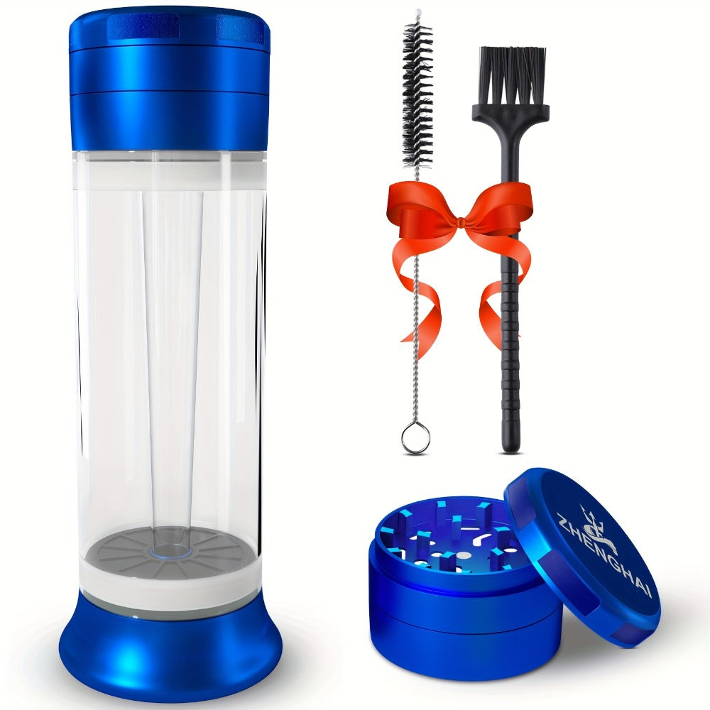 3-in-1 Herb Grinder with Cone Loader & Rolling Machine, Multifunctional Tobacco Grinder Blunt Joint Roller Filling Storage All-in-One with Cleaning Brush, Spice Grinder for Home Use, Black Red Blue