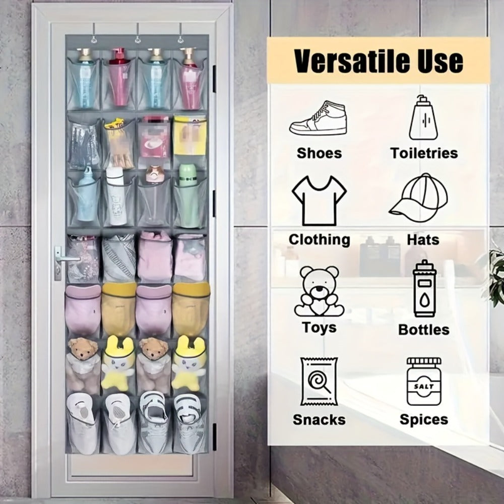 Over Door Shoe Organizer 40 Pockets - Heavy Duty Fabric Mesh Hanging Storage with Slip Hooks for Shoes, Cruise Ship Essentials, Closet, Utility Room & Locker - Space Saving Wall Door Organizer