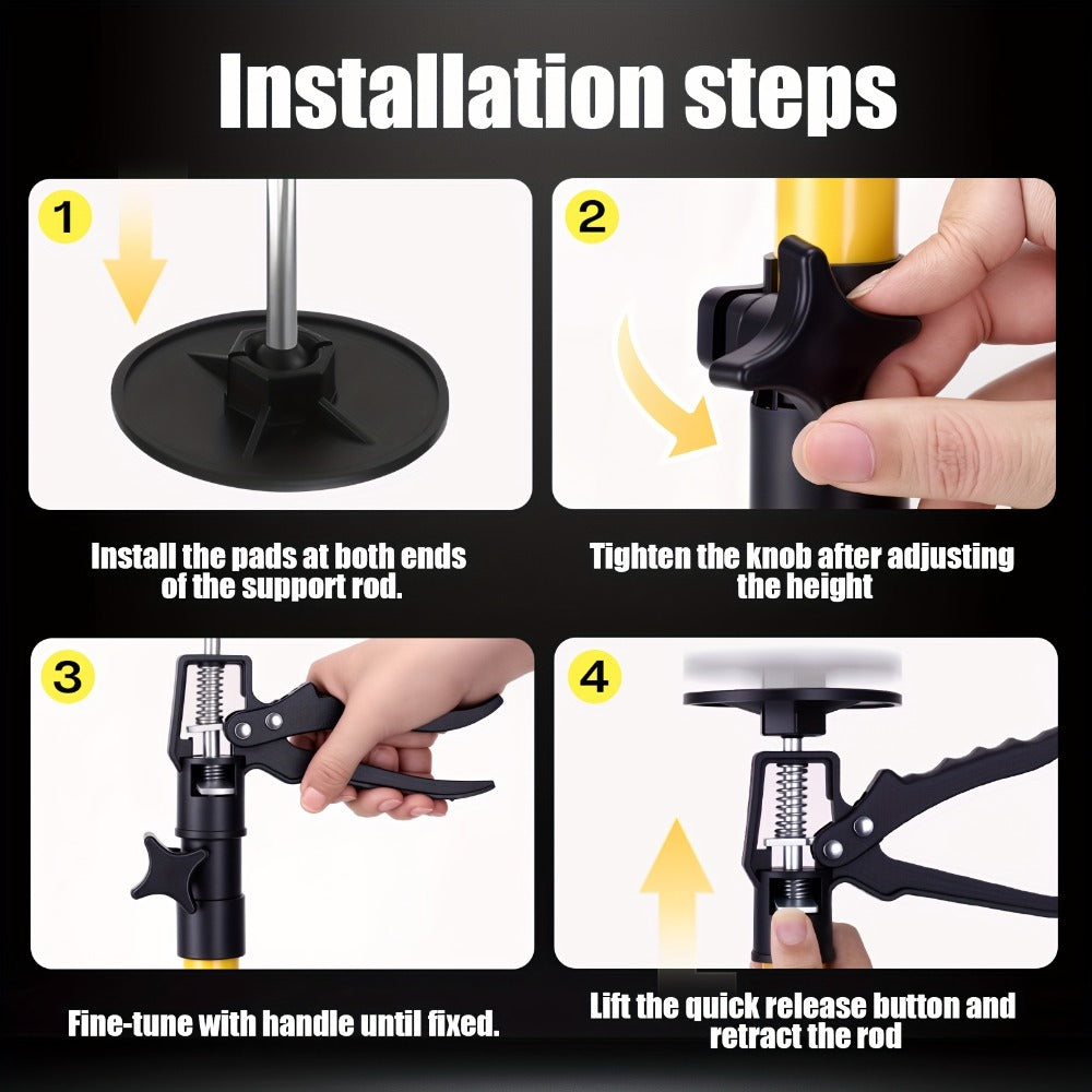 Telescopic Support Rods 2-Pack Third Hand Support System ¨C 11.8¨C45.3 Inch Adjustable Steel Props, 88 lb Load Capacity, Thickened Base, for Drywall, Cabinet, Panel & Ceiling Installation